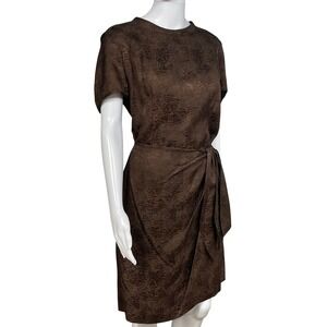 august silk Brown Textured Midi Dress